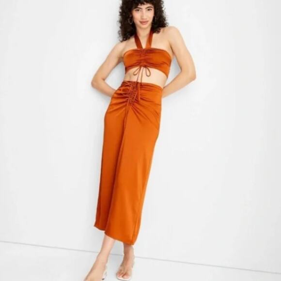 Future Collective Dresses & Skirts - Tie-Front Flowy Midi Skirt - Future Collective - Satin Like size Small New